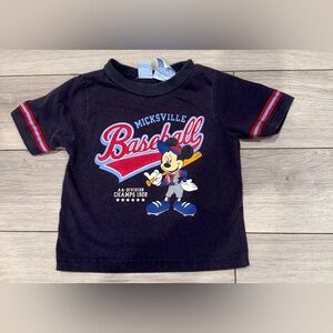 Vintage Disney Mickey Mouse Baseball Tee - Black and Red